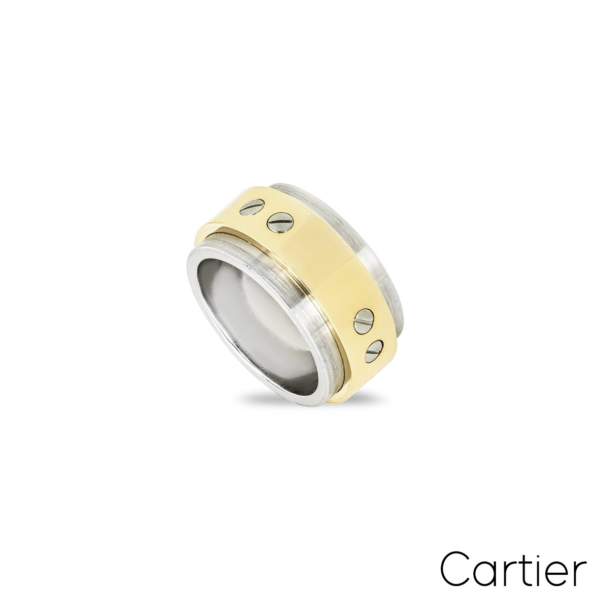 Cartier Yellow Gold and Steel Santos Ring Size 57  B4055900 Cartier Yellow Gold and Steel Santos Ring Size 57  B4055900